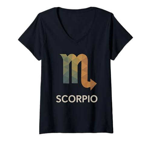 Damen Geometrisches Sternzeichen Skorpion T-Shirt mit V-Ausschnitt Damen Geometrisches Sternzeichen Skorpion T-Shirt mit V-Ausschnitt von scorpio zodiac geometric tail water sign Astrology