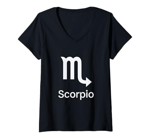 Damen Skorpion Sternzeichen Minimale Grafik T-Shirt mit V-Ausschnitt von scorpio zodiac water sign scorpion tail Astrology