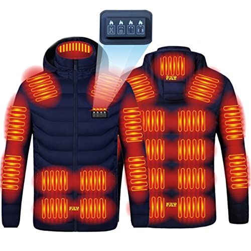 Beheizte Jacke mit Kapuze, USB Elektrische Heizjacke Warme Kapuzenjacke Herren Damen Daunenjacke Hooded Winterjacke mit 3 Heizstufen Wintermäntel zum Outdoorarbeiten Skifahren Angeln Motorrad,Blue,L von scosao