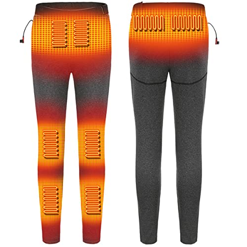 scosao Beheizbare Hose Herren USB Elektrische Heizhose Warme mit 3 Stufen Wärmeeinstellungen, Beheizte Thermounterwäsche Winter Heizung Leggings für Wandern Skifahren Camping Motorrad Jagd,Gray,4XL von scosao