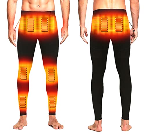 scosao Beheizbare Hose Herren USB Elektrische Heizhose Warme mit 3 Stufen Wärmeeinstellungen, Beheizte Thermounterwäsche Winter Heizung Leggings für Wandern Skifahren Camping Motorrad Jagd,Black,M von scosao
