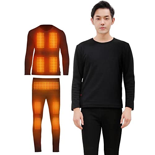 scosao Beheizbare Thermounterwäsche Herren Damen Winter Heizung Thermo-Unterwäsche Set 16 Zone APP Smart Control Temperatur Beheizte Kleidung Waschbar Thermal Baselayer,Man,XXL von scosao