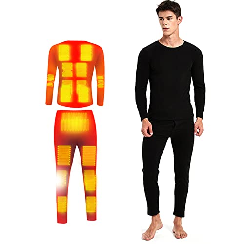scosao Beheizbare Unterwäsche Herren, 20-Zonen Heizung Thermounterwäsche Set USB Elektrisch Beheizte Kleidung Top + Hose, 5-Gang-Temperaturregelung, für Motorrad Cycling Ski Angeln Jagd (L) von scosao