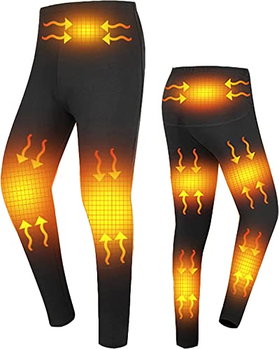 scosao Beheizte Hose Thermo-Unterwäsche für Männer und Frauen, USB Electric Beheizbare Legginghose Winter Wärmende Baselayer für Camping-Skiangeln bei kaltem Wetter,Black,3XL von scosao