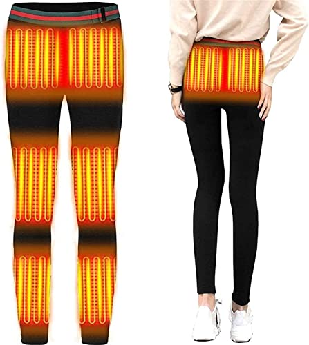 scosao Beheizte Hose Thermounterwäsche für Damen USB Aufladung Waschbar Heizung Leggings Winter Heizhose mit 8 beheizte Zonen und 3 Einstellbar Temperatur für Skifahren, Camping, Wandern,Black,S von scosao