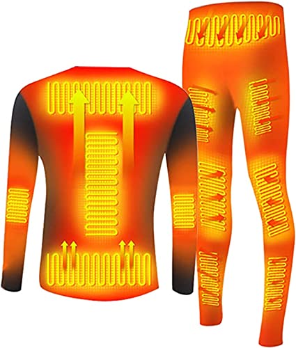 scosao Beheizte Thermounterwäsche für Männer Frauen, Wiederaufladbare Wärmende Unterwäsche Elektrische Heizung Baselayer Langarm Top und Hose mit 13 Heizzonen, für Ski, Angeln, Motorrad,Man,3XL von scosao