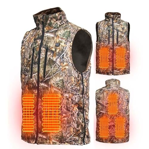 scosao Beheizte Weste, Jagen Beheizbare Weste für Herren Damen Elektrisch Heizweste USB Waschbar Camo Wärmeweste mit 3 Temperatur für Outdoor Arbeit Skifahren Camping,M von scosao