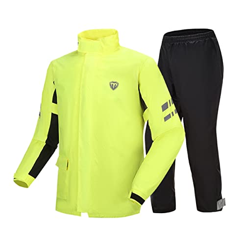 scosao Regenmantel Wasserdicht Atmungsaktiv Regenjacke+Regenhose für Herren Damen, Reflektierender Regenanzug Motorrad Leicht Winddicht Fahrrad Windbreaker für Outdoor Fischen Wandern Camping,Green,S von scosao