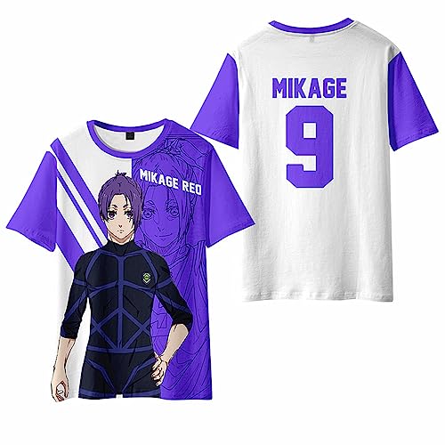 Anime Blue Lock Cosplay Mikage REO Cartoon T-Shirt,Unisex Casual T-Shirts Verwendet Für Manga Fans Geschenke von sdfsdfsd