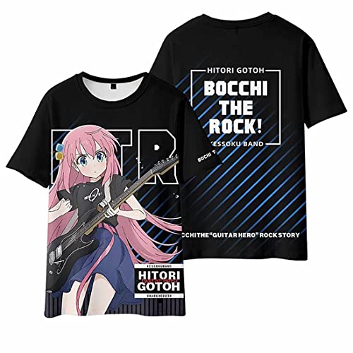 Anime Bocchi The Rock! Cosplay Gotoh Hitori T-Shirt, 3D-Druck, lässige T-Shirts für Manga-Fans, Geschenke, schwarz 2, M von sdfsdfsd