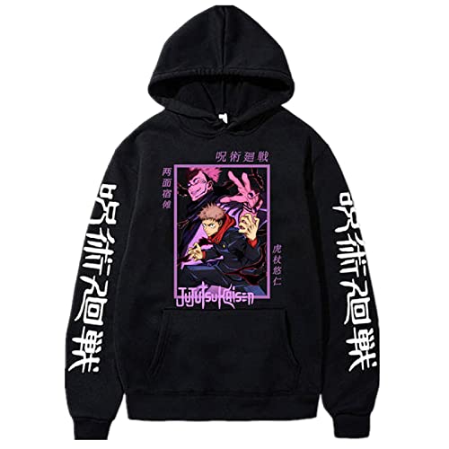 sdfsdfsd Anime Jujutsu Kaisen Cartoon Hoodie, 2023 Unisex Casual Sweatshirt für Jujutsu Kaisen Fans Geschenke, Schwarz , L von sdfsdfsd