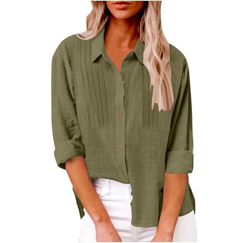 Leinenbluse Damen Bluse Damens Sommer Tunika V-Ausschnitt Große Größen Blusenshirt Langarmshirt Leinen Baumwolle Hemd Oberteile Shirt Leinenhemd Große Größen Damen Oberteile Modisch Und Vielseitig von sdhienbb