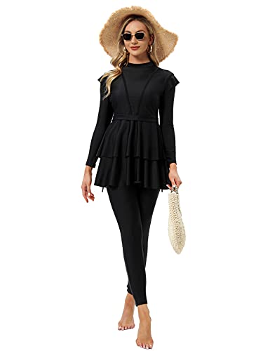 seafanny Damen Modest Badeanzug Langarm Burkini Full Cover Muslim Badeanzug M(38) von seafanny