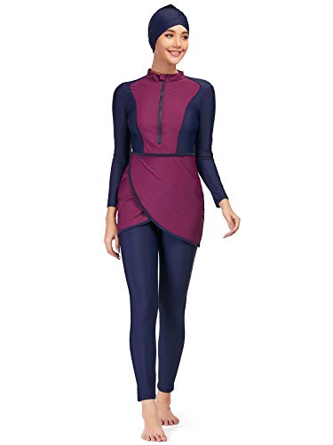 seafanny Frauen Modest Badeanzug Langarm Burkini Full Cover Muslim Bademode 3XL（46） von seafanny