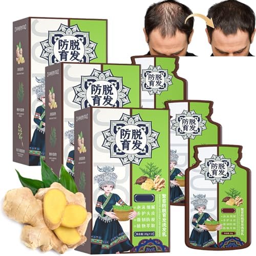 Ginger Plant Extract Anti-Hair Loss Hair Shampoo, Ginger Anti Hair Loss Shampoo Oil Control Ginger Shampoo for Women & Men (3Boxes) von seafly
