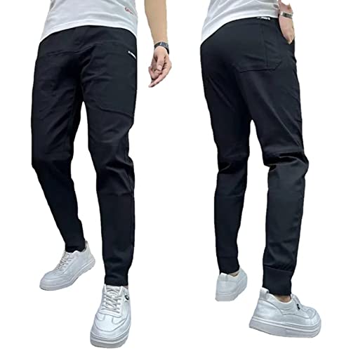 seafly Hochelastische Freizeithose für Herren, Herren Hosen Slim Fit Casual Jogger Sporthose Freizeithose Cargo Chino Hose mit 6 Taschen (Schwarz,32) von seafly