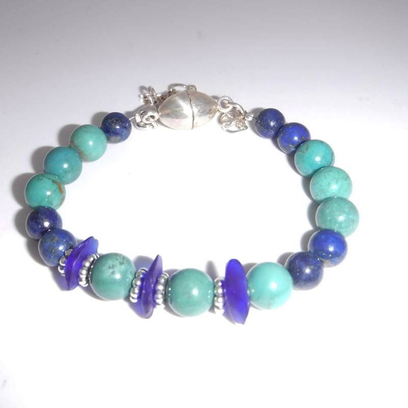 Sea Glass Armband | Türkis Und Lapis Frau Geschenk Muttertags von seaglassdesign