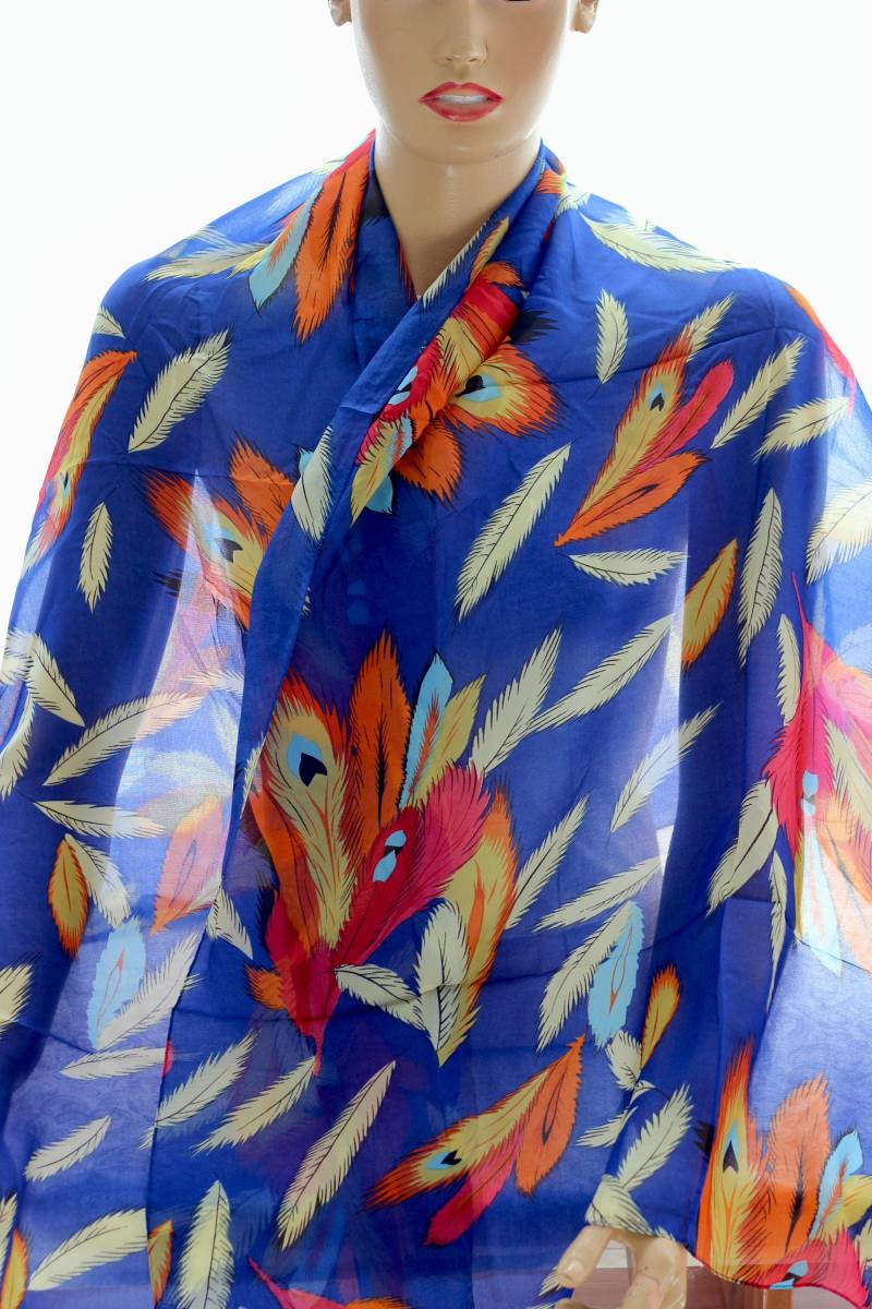 Feder Gemusterter Blauer Schal-Schal - Festival-Schal Flügel Gedruckter Schal von seahorsescarf