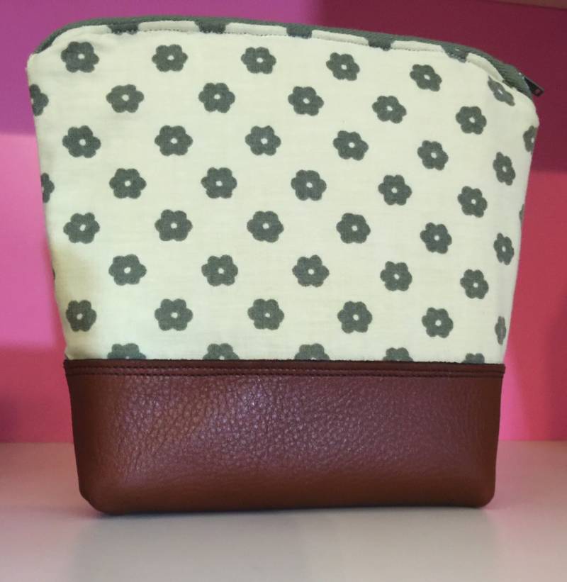 70Er Jahre Retro-Tasche/Pouch Vintage Stoff Reißverschluss. Top-Qualität-Ente Leinwand Innen - & Echte Leder. 1970Er Jahren Zubehör Tasche Blume von seamingly60s