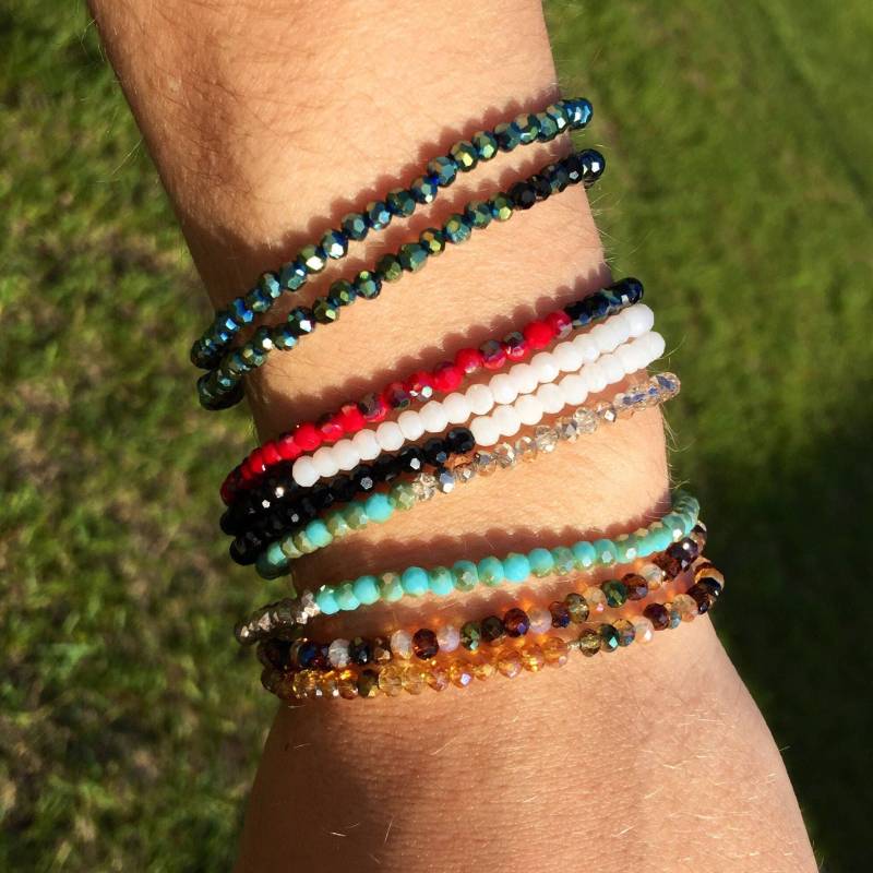 Wunderschöne Glasperlen Armband Set. Schöne Hand Perlen Stapelbare Stretch Armbänder. Frau Einzigartige Kleine Glas Rondelle Mix von seamingly60s