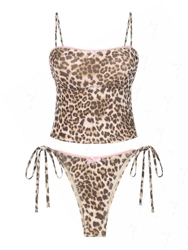 seamoly Tankini-Set mit Blumenblättern, Neckholder, Tank-Stil, volle Abdeckung, Bikini-Set, Kaffee-05, XL von seamoly