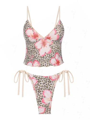 seamoly Tankini-Set mit Colorblock-Streifen und seitlicher Bindung, Light Coffee-04, Medium seamoly Tankini-Set mit Colorblock-Streifen und seitlicher Bindung, Light Coffee-04, Medium von seamoly