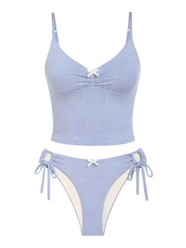 seamoly Tankini-Set mit Streifen und seitlicher Bindung, Tiefblau - 03, S von seamoly