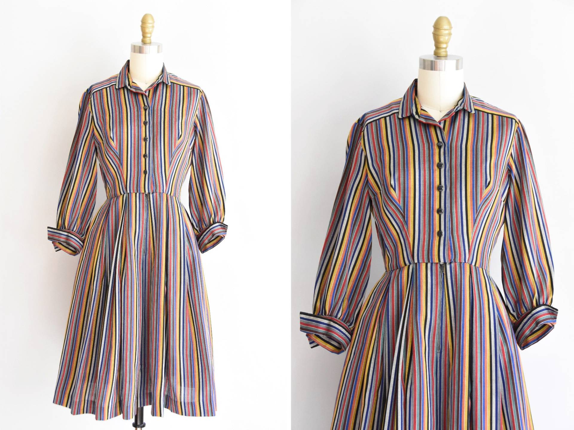 1950Er Over The Rainbow Kleid/ Vintage 50Er Jahre Baumwollkleid/ Neiman Marcus Gestreiftes Kleid von seaofvintage