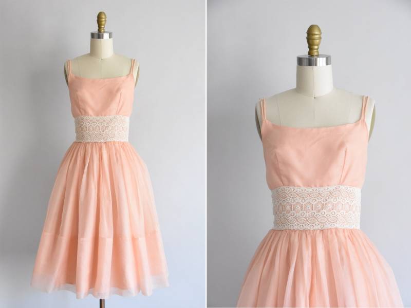 1950Er Peachy Keen Kleid/Vintage 50Er Jahre Chiffon Nylon von seaofvintage