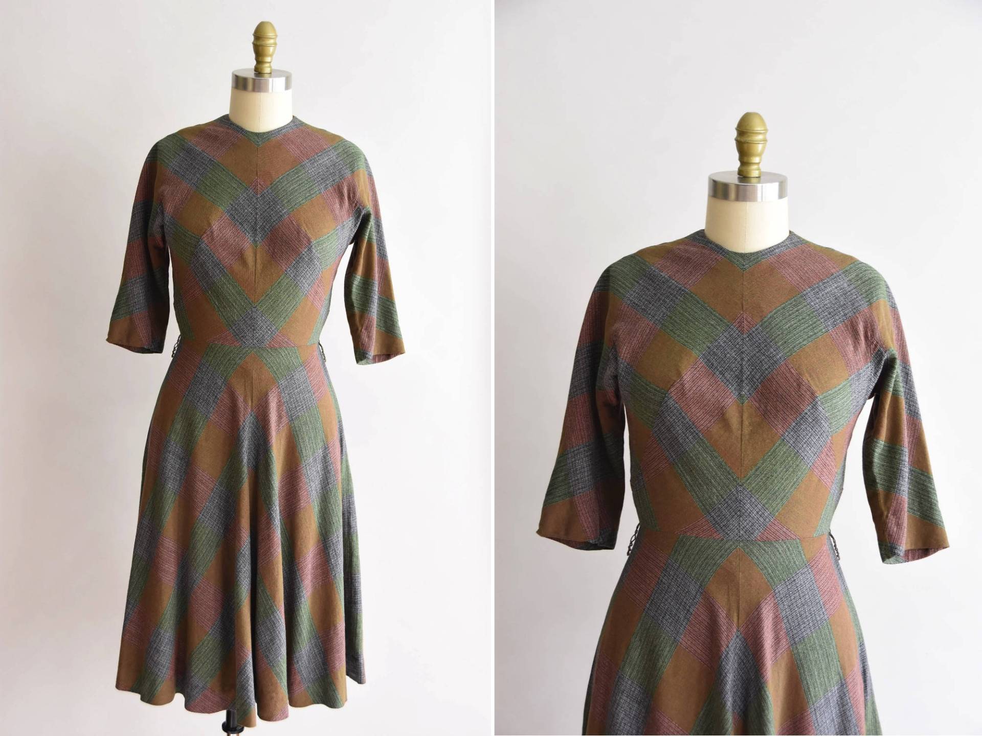 1950S Kariertes Freitag Kleid/Vintage 50Er Karo Kleid/ Dede Johnson Baumwoll Tageskleid von seaofvintage