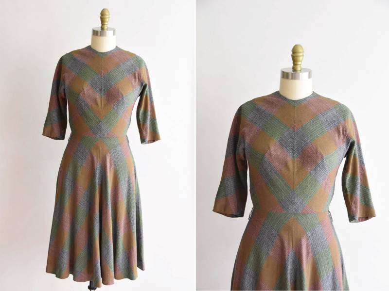 1950S Kariertes Freitag Kleid/Vintage 50Er Karo Kleid/ Dede Johnson Baumwoll Tageskleid von seaofvintage