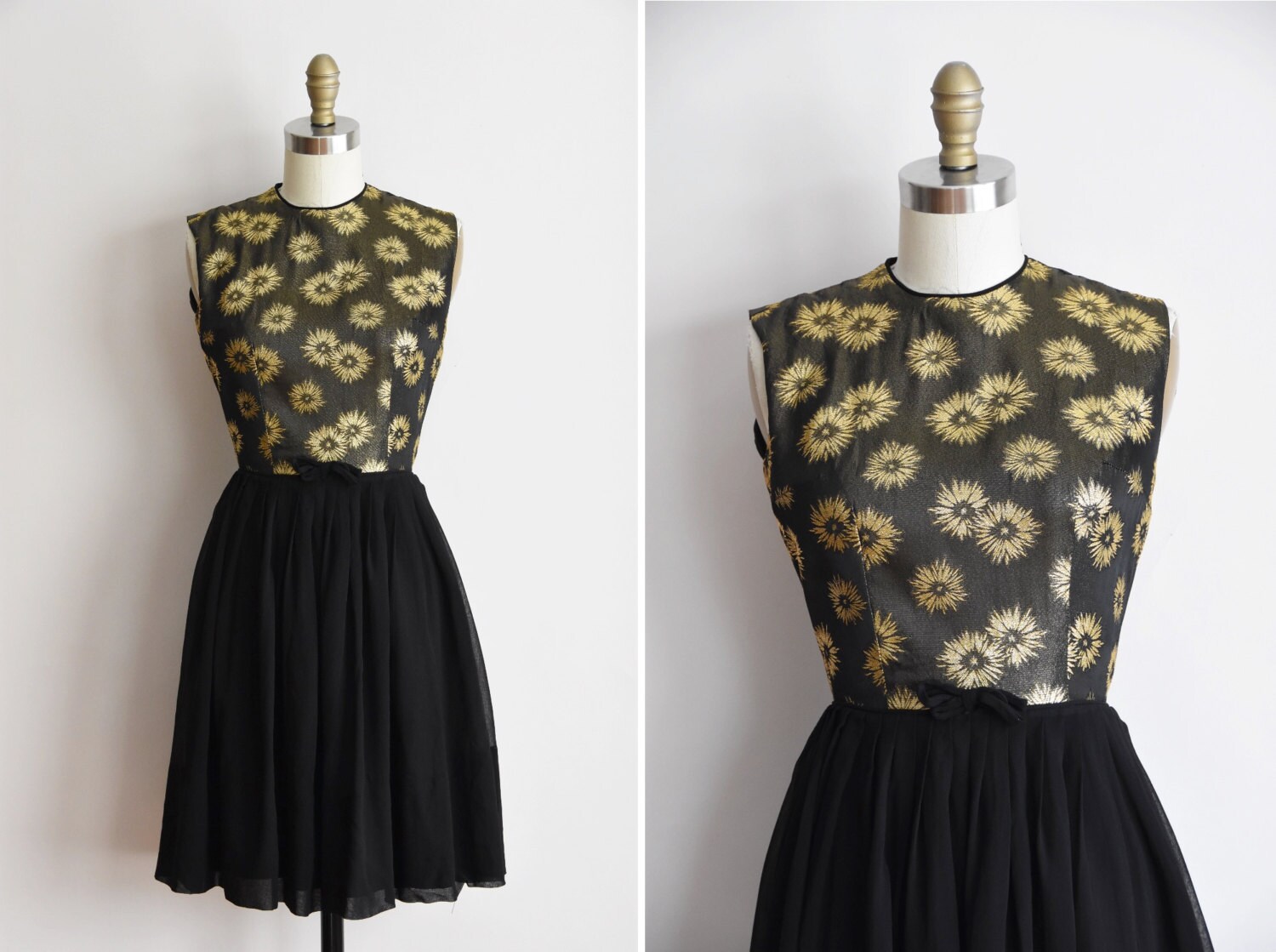 1960Er Jahre Atomic Starglow Kleid/ Vintage 60Er Metallic Neuheit Chiffon Partykleid von seaofvintage