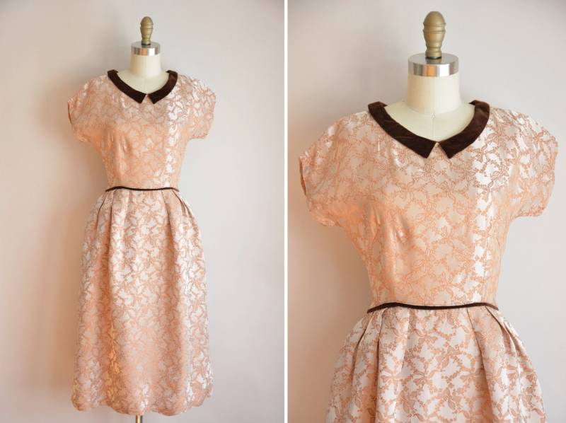 50Er Jahre Grandest Gift Kleid/Vintage Neuheit Kleid/ Brokat Partykleid von seaofvintage