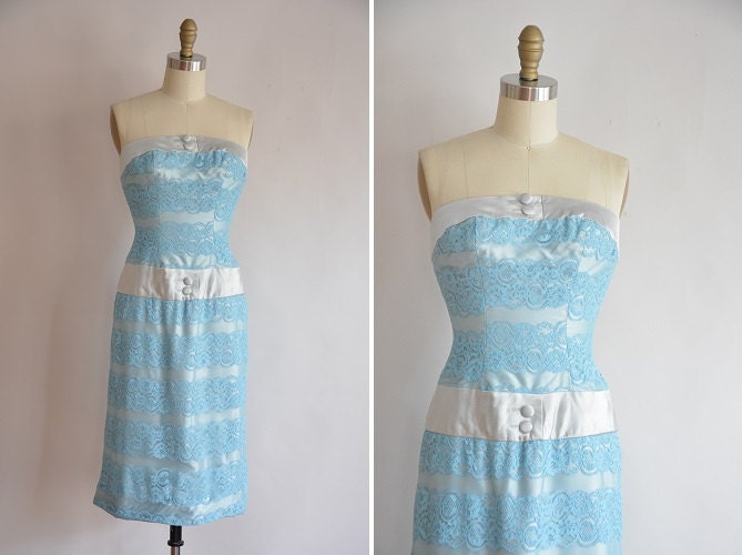 50Er Jahre Lou-Ette Kleid/ Vintage Spitzen & Satin Bombshell Kleid von seaofvintage