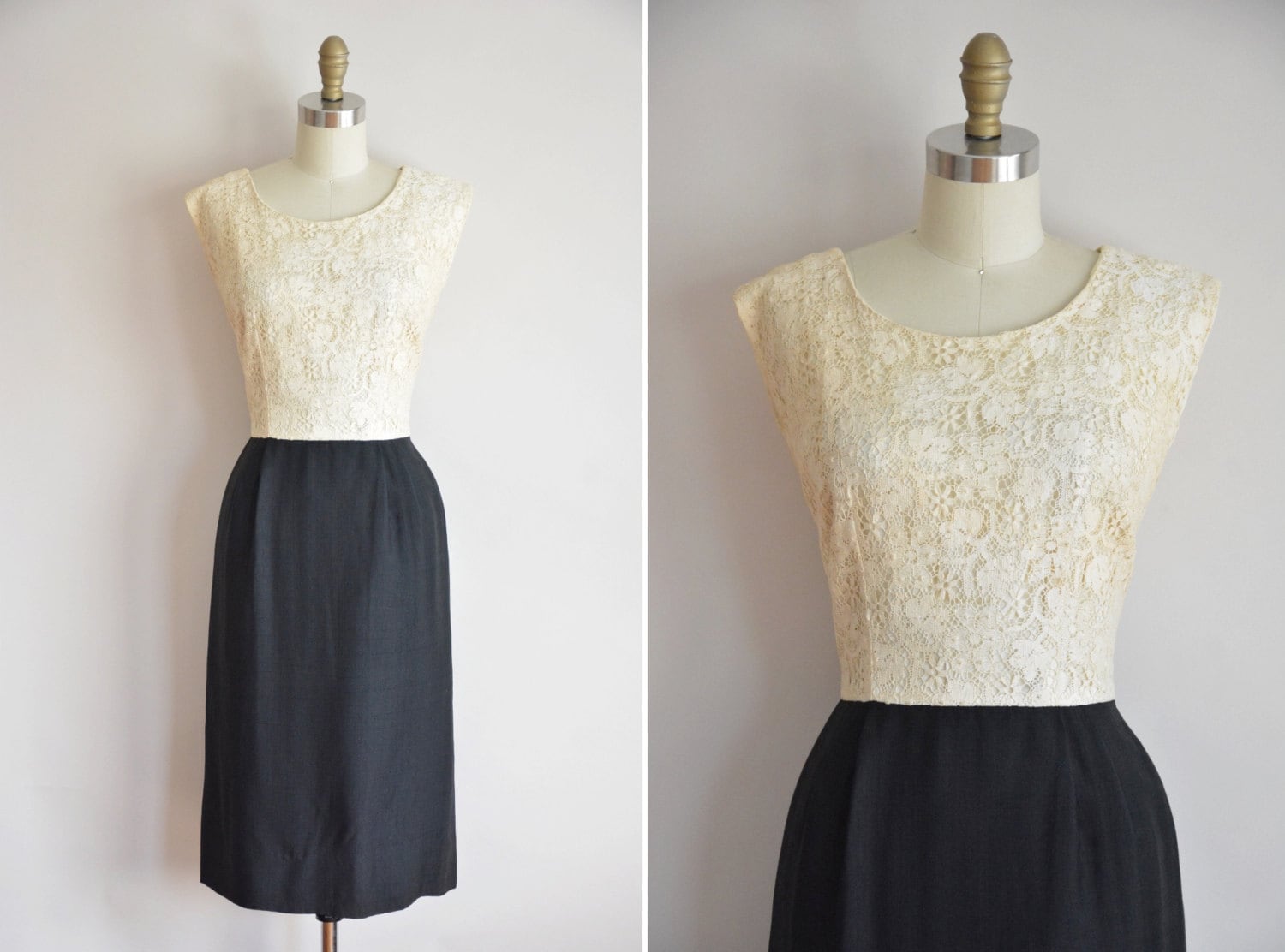 Sale 50Er Jahre Tag & Nacht Kleid/Vintage 1950Er Seide Und Spitze Wiggle Bombshell von seaofvintage