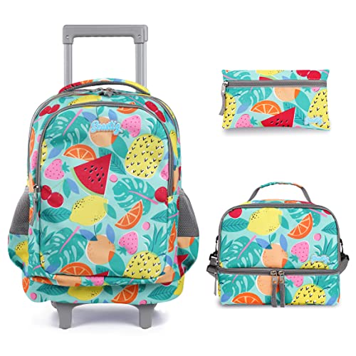 seastig Rollender Rucksack für Mädchen und Jungen Rollender Rucksack für Kinder 18-Zoll-Doppelgriff-Rucksack mit Rollen Kindergepäcktasche von seastig