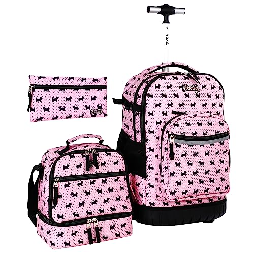 seastig Rolling Backpack 18in Rollrucksack mit Lunchtasche und Federmäppchen-Set Rollrucksack Laptop-Rucksack Erwachsene Kinder von seastig