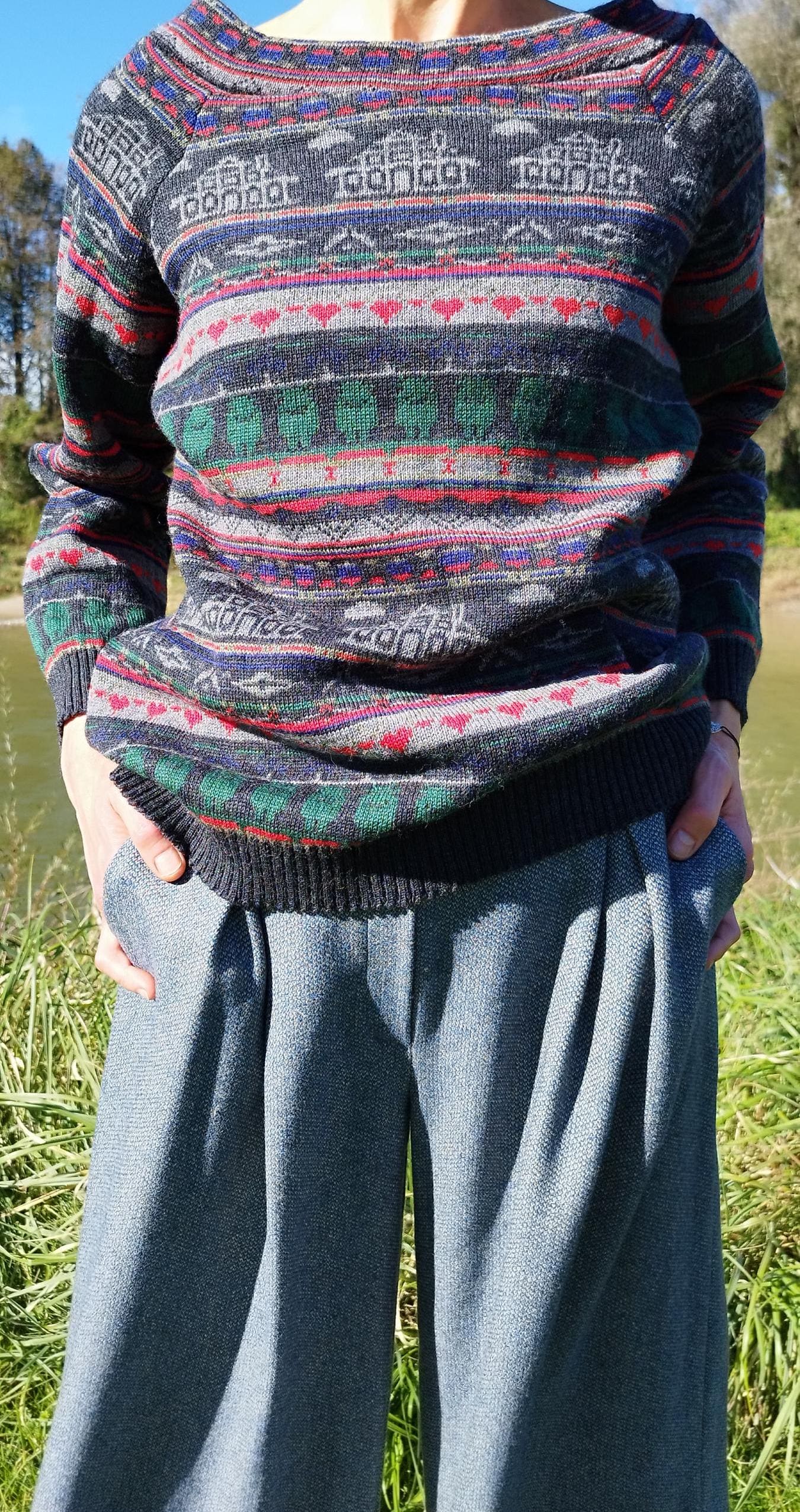 Pullower, S-M, Oversize, Wool, 100% Handmade | Upcycling Winter |Unisex von secondstorry