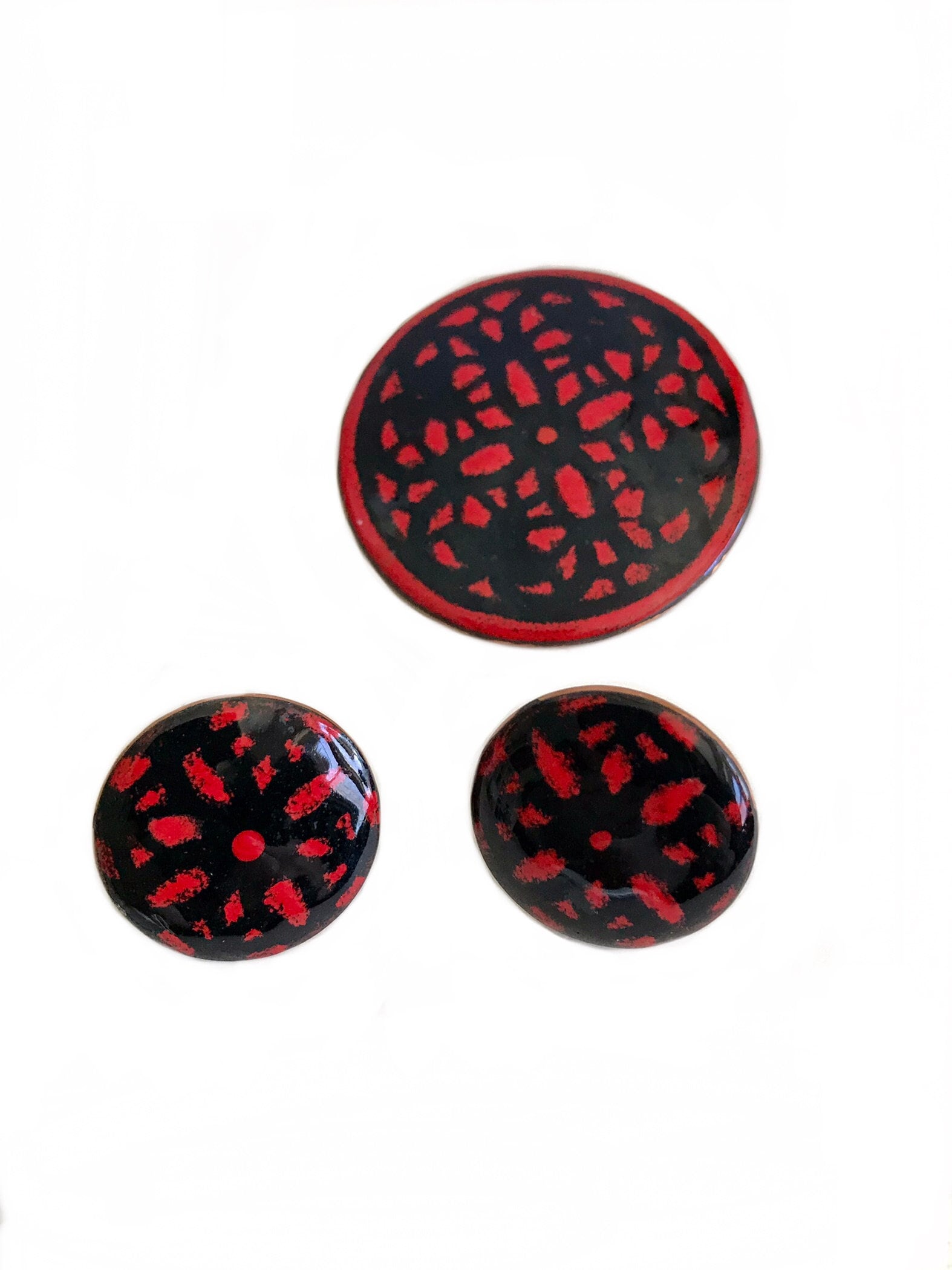 Mid Century Abstraktes Rot Schwarzes Emaille Auf Kupfer Große Brosche Und Ohrstecker/1950Er 60Er Jahre Mod Rockabilly Schmuck Mid Century Abstraktes Rot Schwarzes Emaille Auf Kupfer Große Brosche Und Ohrstecker/1950Er 60Er Jahre Mod Rockabilly Schmuck von secreteyesonly