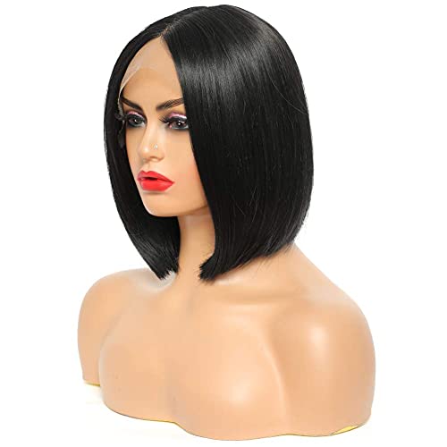 SEELAUGH Lace Front Bob Perücke Kurz Schwarz Kunsthaar Glatte Gerade Damen 9 Inch Short Straight Synthetic lace front Bob wigs for women von seelaugh