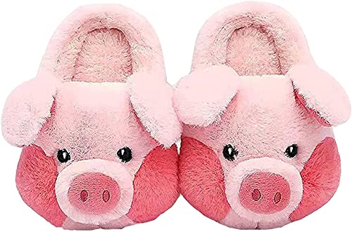 Seemehappy Frauen flauschige Adult Pig Pantoffeln Winter warme Cartoon Pig Schuhe Home Fuzzy Furry Animal Pantoffeln,44-45,pink-slippers von Seemehappy