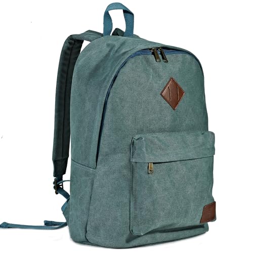 seemeroad Canvas Vintage Rucksack Ultraleichter und Lässiger Rucksäcke Laptop Daypack Schulrucksack Reiserucksack für Herren Damen (Türkis) von seemeroad