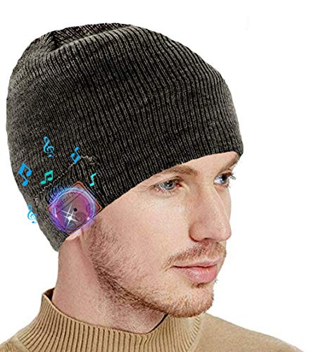 seenlast Bluetooth Mütze, Originelle Geschenke für Männer Frauen Bluetooth 5.0 Beanie Hut Kopfhörer Musik Mütze mit Lautsprecher, Waschbar Strickmütze Weihnachten Geschenke für Outdoor Sport von seenlast