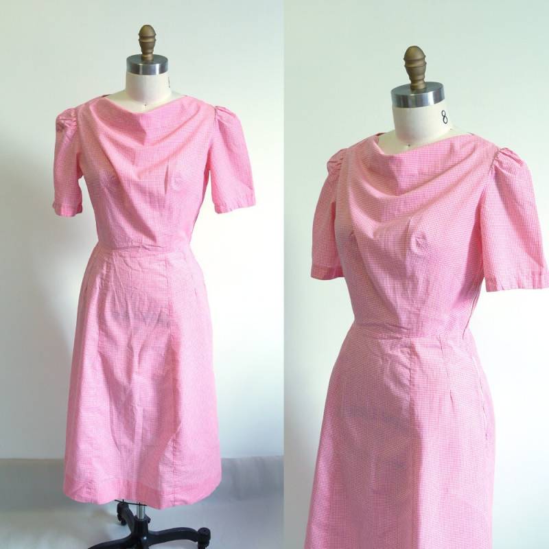Vintage Kleid Aus Kariertem Baumwollstoff, Größe M Vintage Kleid Aus Kariertem Baumwollstoff, Größe M von seesong