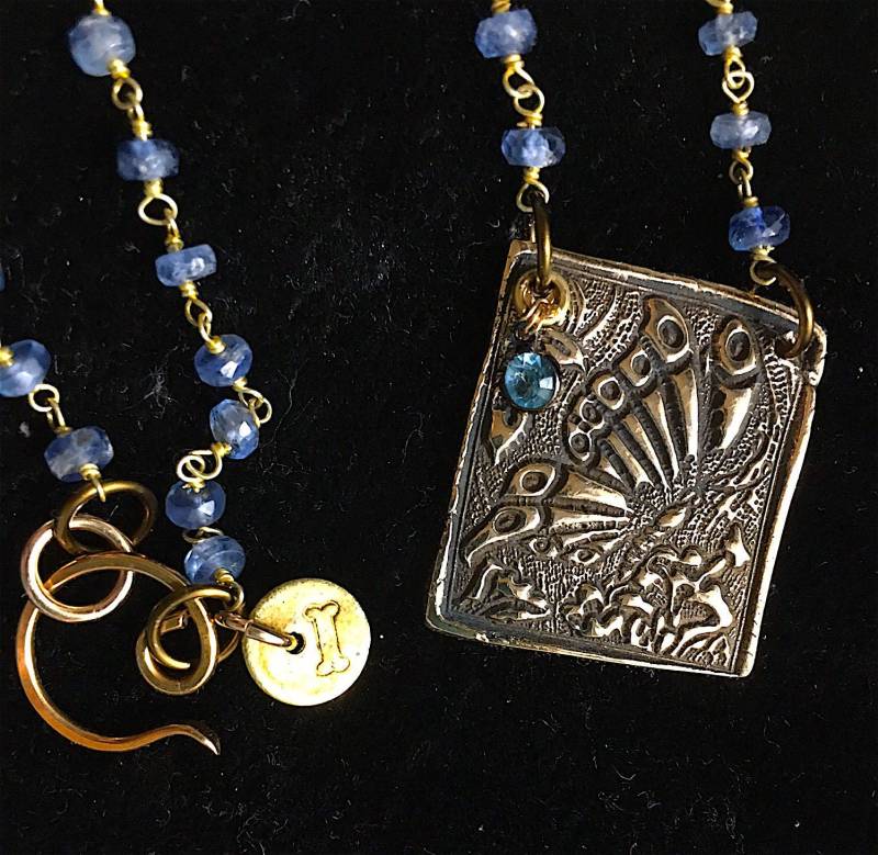 Handgemachte Bronze Schmetterling Halskette Mit Blauer Kyanit Kette, | F2-03 von seespotrun5