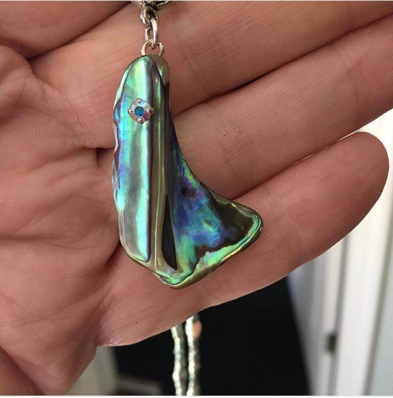Sonderpreis Perlmutt Anhänger Mit Strass Detail, Perle Und Perlenkette. Sterling von seespotrun5