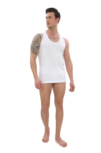 SEHER - Unterhemd Herren 6er Pack Tank Top Baumwolle Männer Herren Unterhemd Athletic XS-2XL (DE/NL/SE/PL, Alphanumerisch, L, Regular, Regular, Weiss) von seher yıldızı s şekli