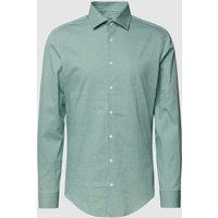SEIDENSTICKER Slim Fit Business-Hemd mit Allover-Muster in Gruen, Größe 40 von seidensticker