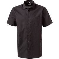 Seidensticker Herren Kurzarmhemd schwarz Baumwolle von seidensticker
