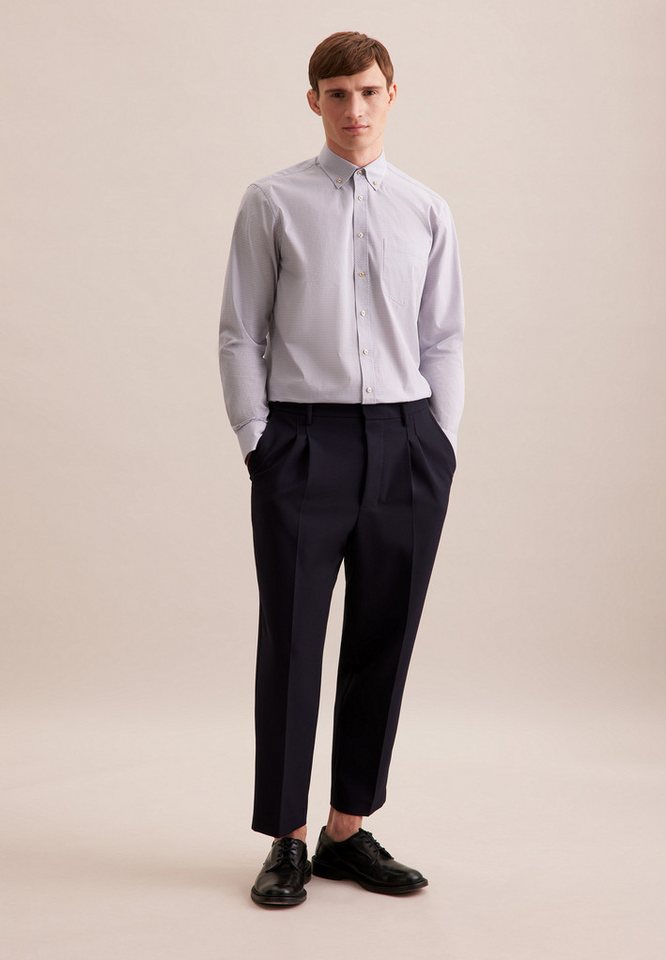 seidensticker Businesshemd Regular Regular 1/1 Button-Down-Kragen Druck von seidensticker